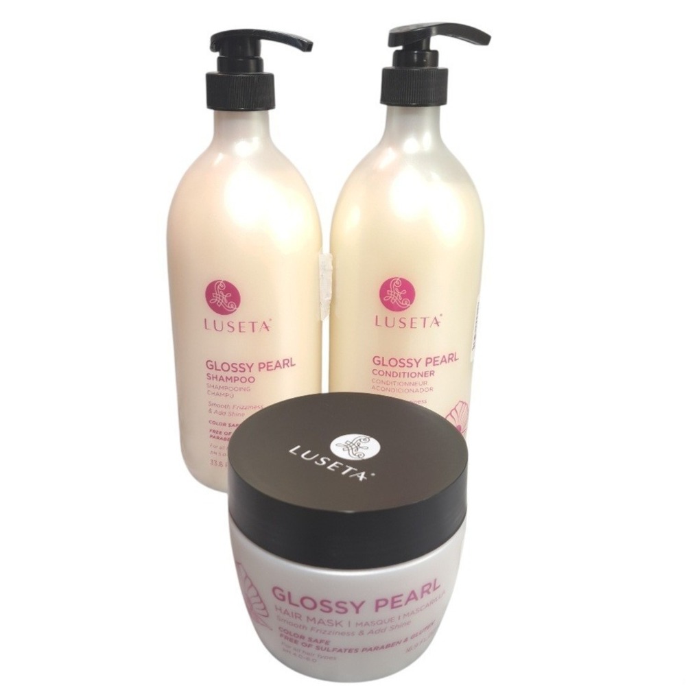 Set/3‎ LUSETA GLOSSY PEARL Frizziness Smoothing Shine Shampoo/Conditioner/Mask
